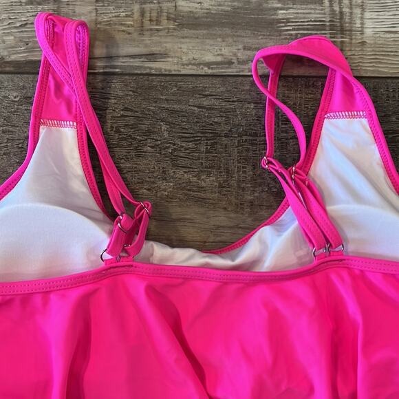Shein Plus Pink Double Adjustable Strap Hanky Hem Flowy Tankini Top 3XL - Picture 8 of 12